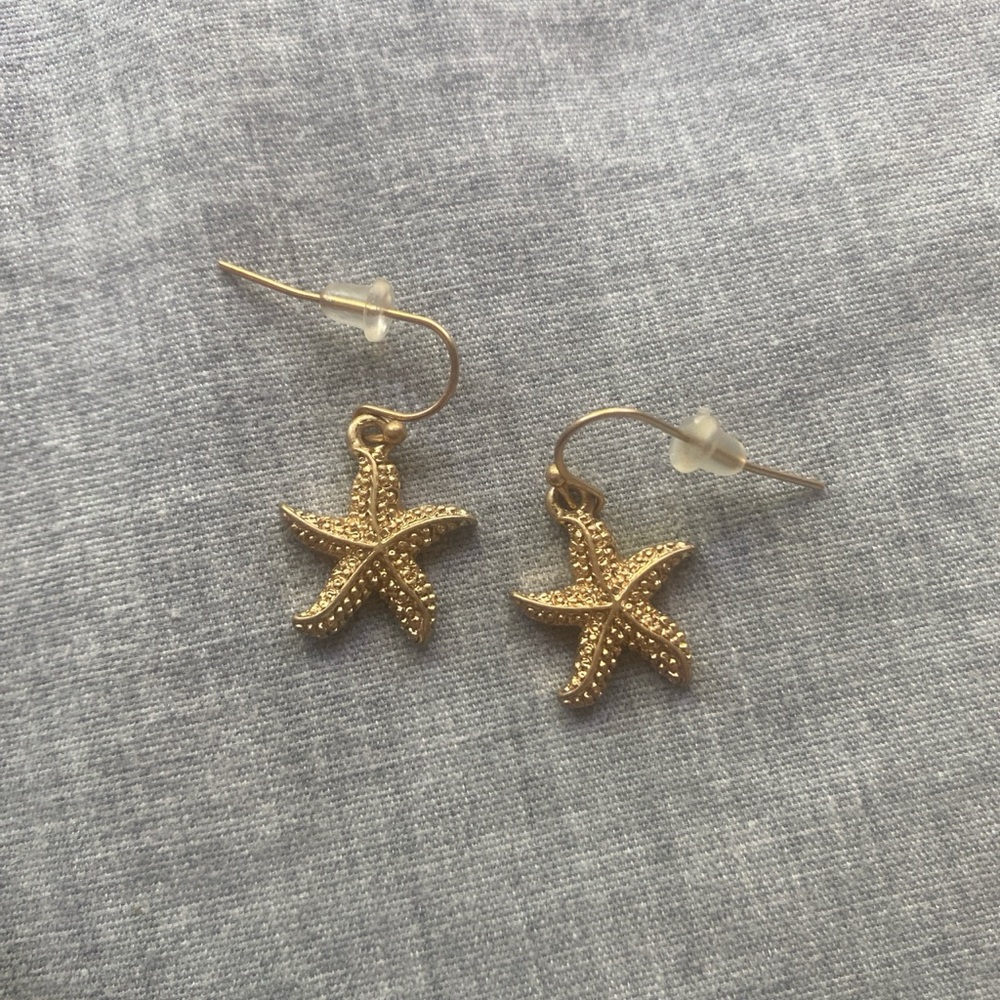 Gold Starfish Dangle Earrings